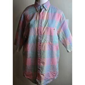 Deep River Vintage Crinkle Textured shirt short sleeve Button Up Mens Size M EUC